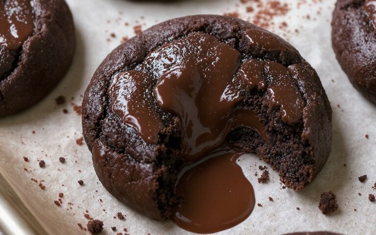 Gooey & Fudgy Dark Chocolate Cookies