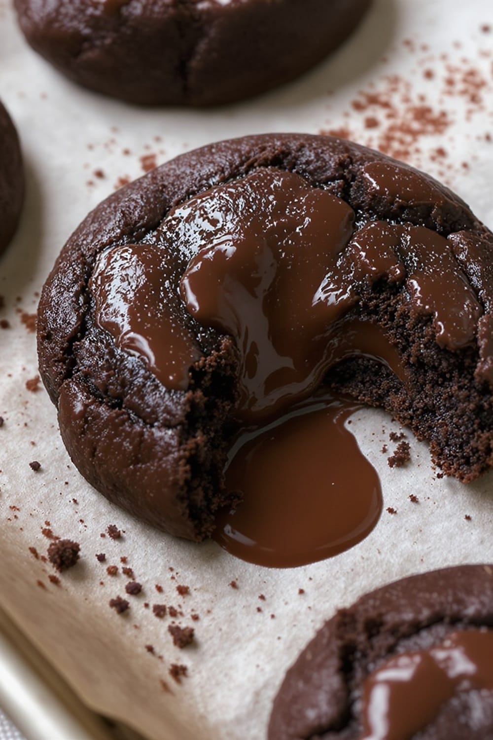 Gooey & Fudgy Dark Chocolate Cookies