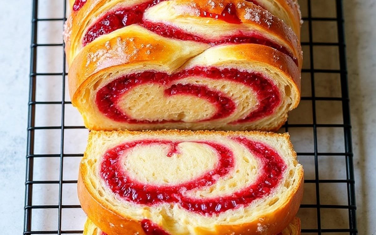 Yummy Raspberry Swirl Brioche Loaf