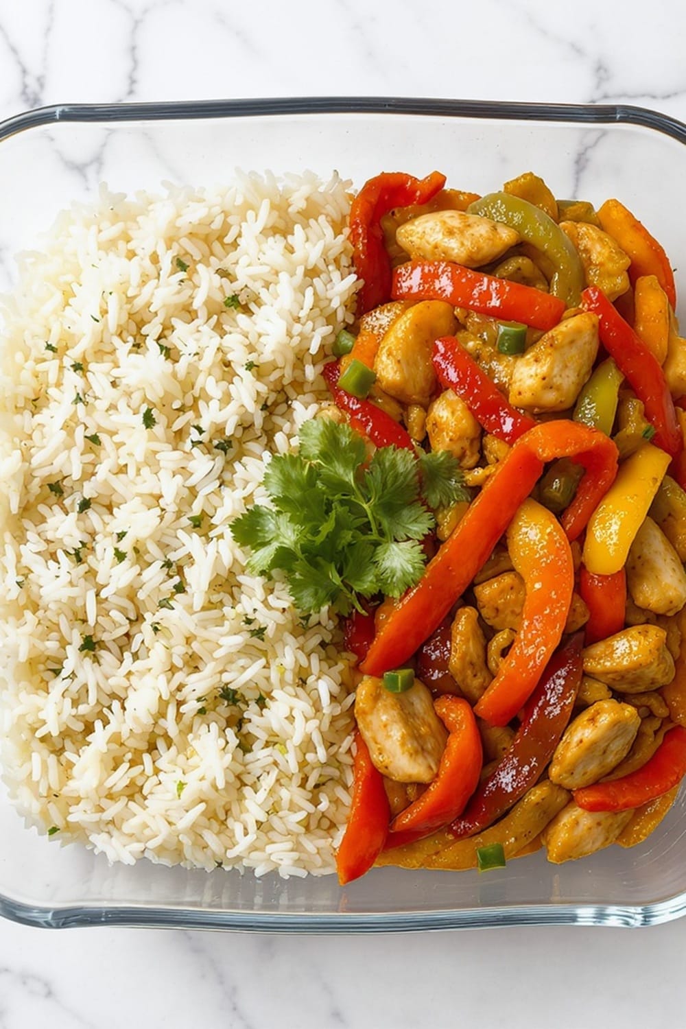 Sizzling Garlic Chicken Stir-Fry With Peppers & Steamed Rice