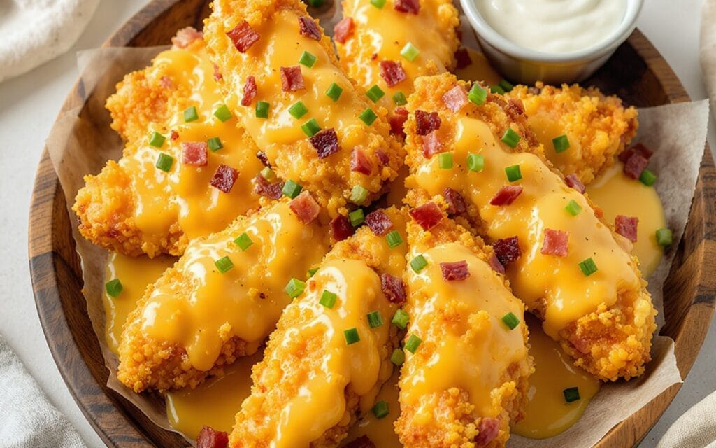 crispy chicken tenders with cheesy sauce recipe