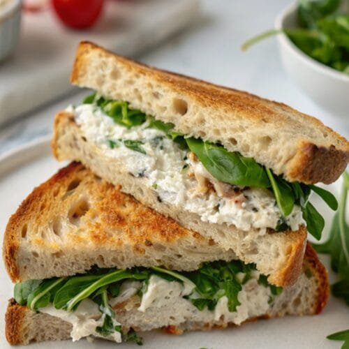 Quick & Easy Arugula, Tuna With Light Mayo in Sourdough Bread