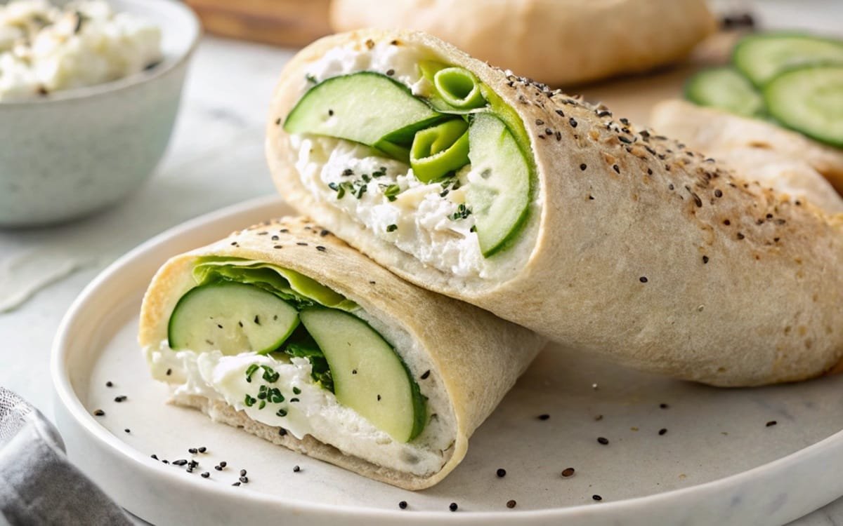 Cheesy & Creamy Bagel, Cucumber, Cottage Cheese Wraps Super EASY to Make!