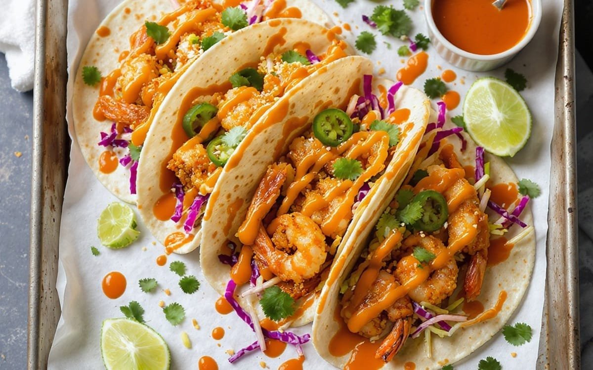 Crispy & Creamy Bang Bang Shrimp Tacos (Copycat)