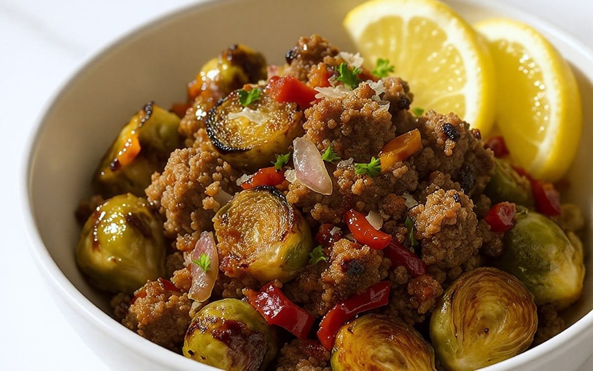 Juicy & Flavorful Brussels Sprouts Ground Turkey Skillet