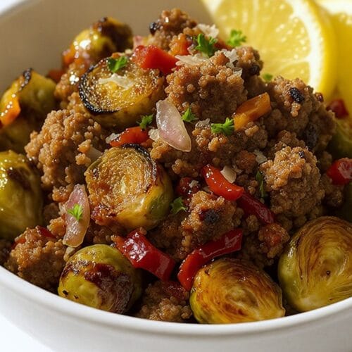 Juicy & Flavorful Brussels Sprouts Ground Turkey Skillet