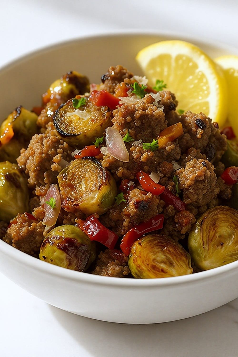 Juicy & Flavorful Brussels Sprouts Ground Turkey Skillet