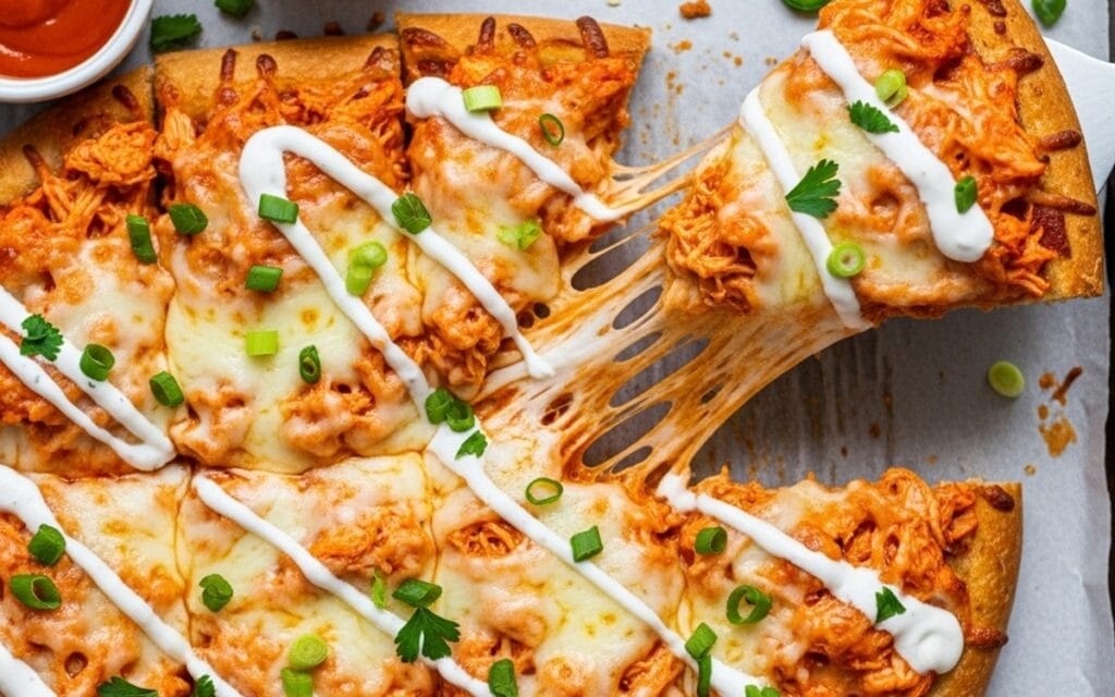 Buffalo Chicken Garlic Bread Pizza Super Easy!