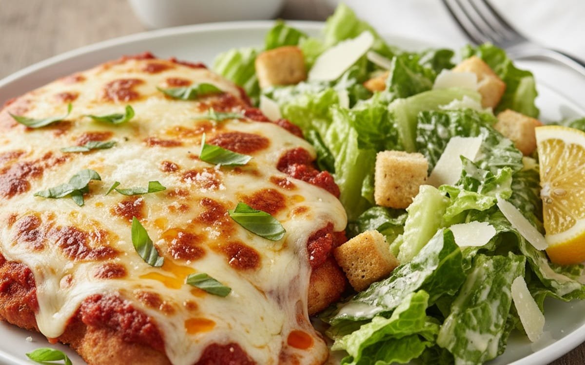 Chicken Parmesan with Creamy Caesar Salad