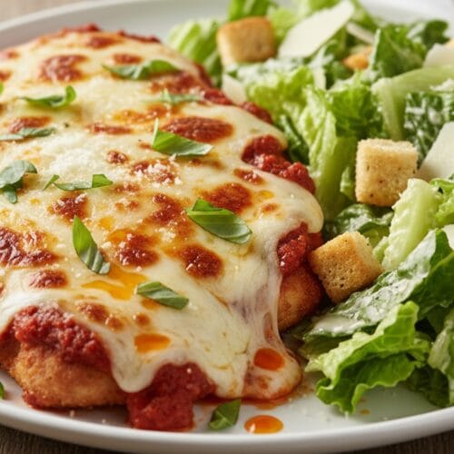 Chicken Parmesan with Creamy Caesar Salad