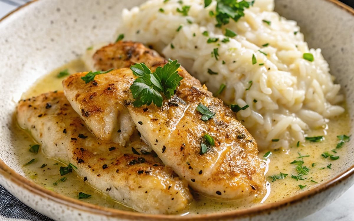 Chicken Scampi with Garlic Parmesan Rice Easy & Delicious
