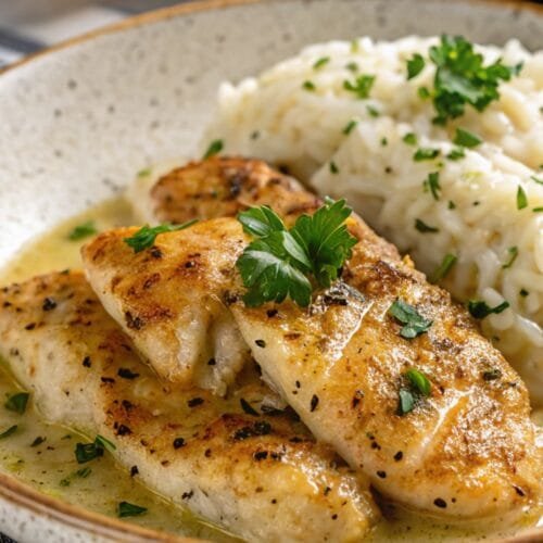 Chicken Scampi with Garlic Parmesan Rice Easy & Delicious