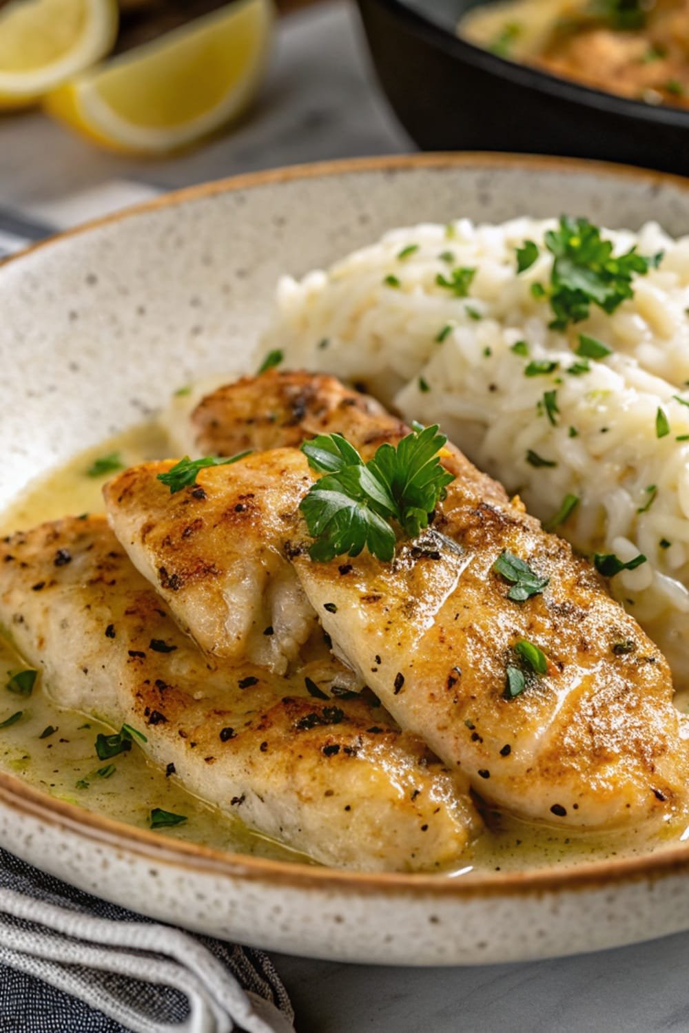 Chicken Scampi with Garlic Parmesan Rice Easy & Delicious