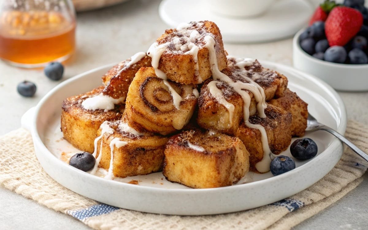 Cinnamon Roll French Toast Bites Mouth Watering!