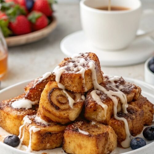 Cinnamon Roll French Toast Bites Mouth Watering!