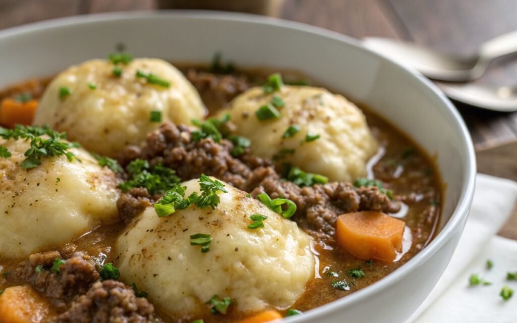 Comforting Ground Beef and Dumplings – One-Pot Classic Delicious