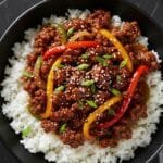 Super Easy Ground Beef & Pepper Rice Bowls