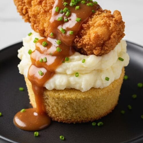 Easy & Tasty Fried Chicken, Cornbread, and Mashed Potato & Gravy Cupcakes