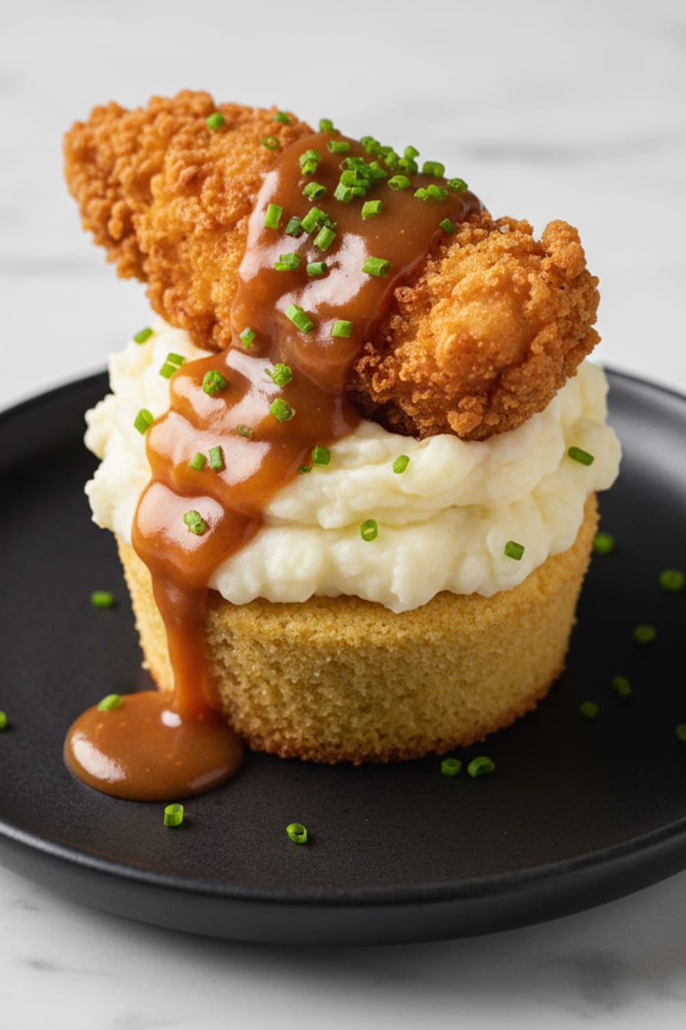 Easy & Tasty Fried Chicken, Cornbread, and Mashed Potato & Gravy Cupcakes