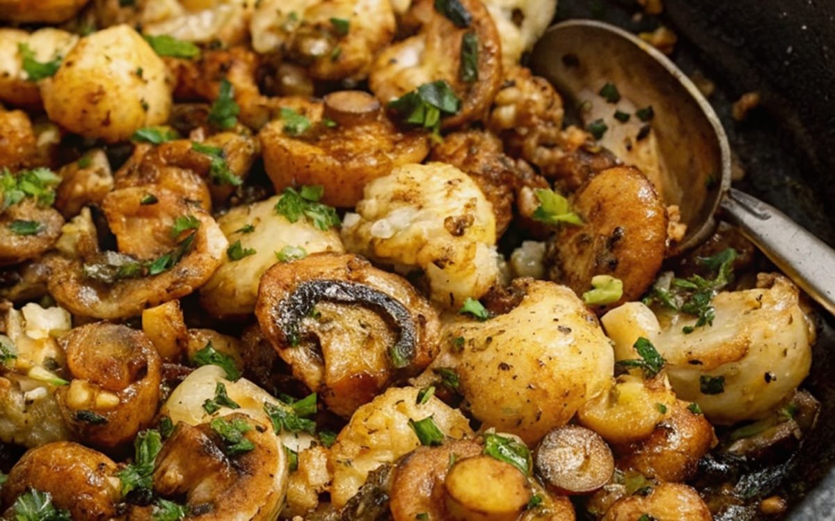 Quick & Delicious Garlic Mushrooms Cauliflower Skillet