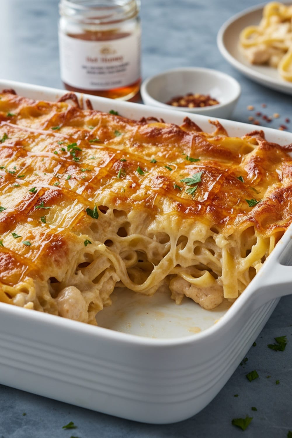Chicken Alfredo Bake Hot Honey
