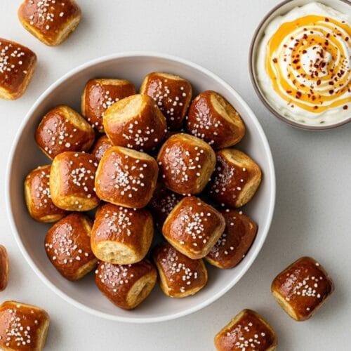 Soft & Sweet Hot Honey Pretzel Bites with Whipped Feta Dip