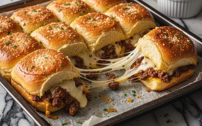 Garlic Bread Sliders Juicy & Cheesy