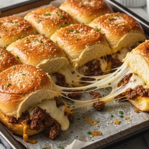 Garlic Bread Sliders Juicy & Cheesy