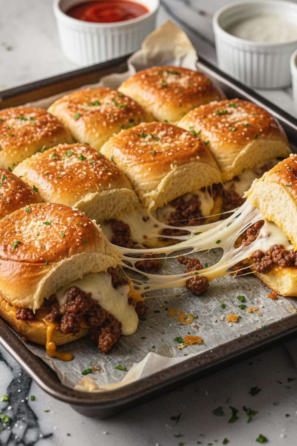 Garlic Bread Sliders Juicy & Cheesy