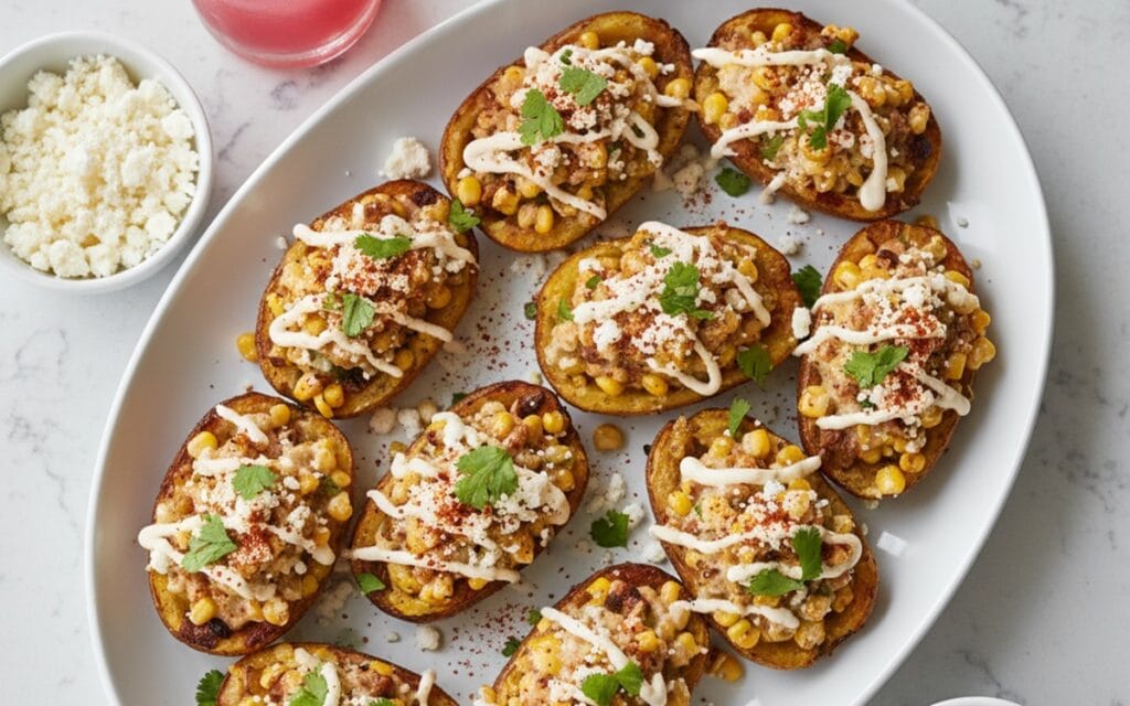 Loaded Elote Potato Skins The Best!