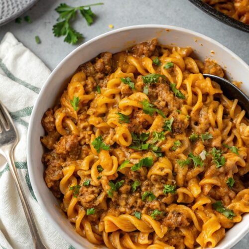 Mouth Watering! One-Pot Vegan Hamburger Helper Cheeseburger Pasta