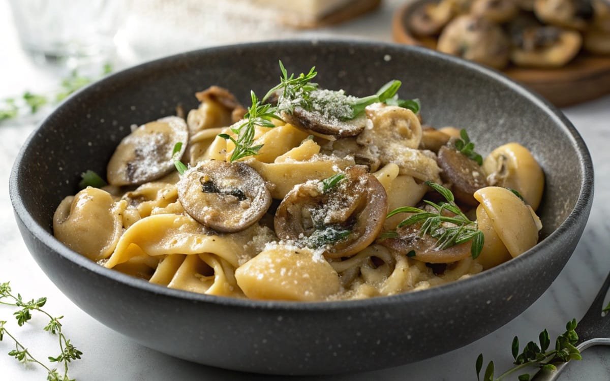 Orecchiette with Easy & Delicious! Mushroom Thyme Sauce