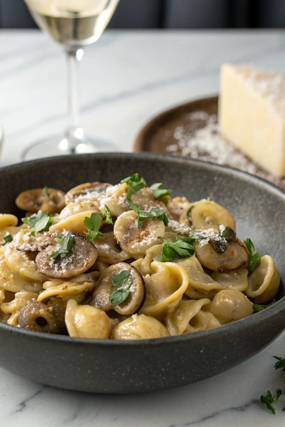 Orecchiette with Easy & Delicious! Mushroom Thyme Sauce