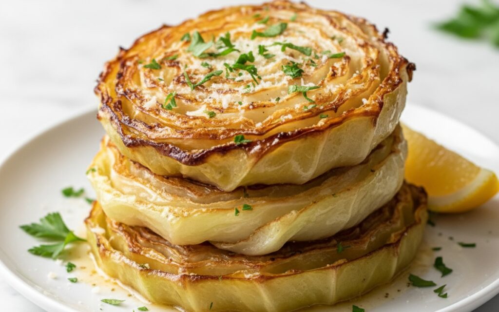 Crispy & Garlicky Oven Roasted Garlic Cabbage Steaks