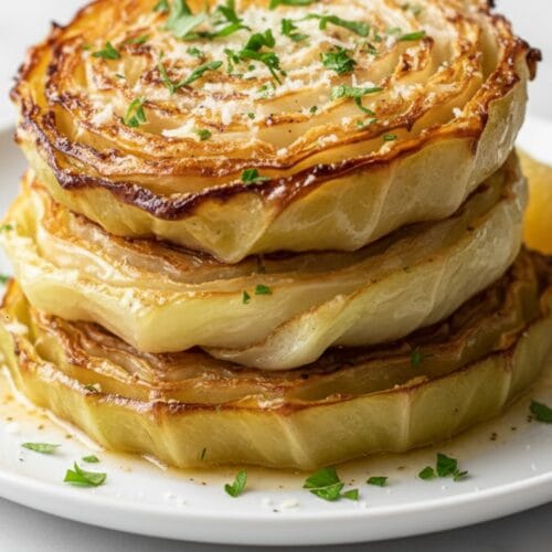 Crispy & Garlicky Oven Roasted Garlic Cabbage Steaks