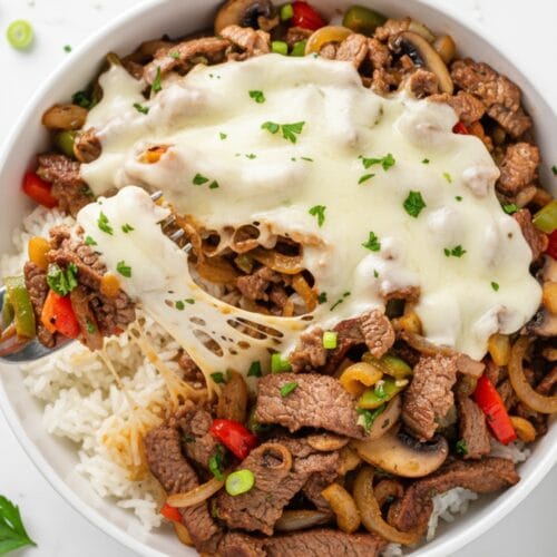 Cheesy & Juicy Philly Cheesesteak Bowls