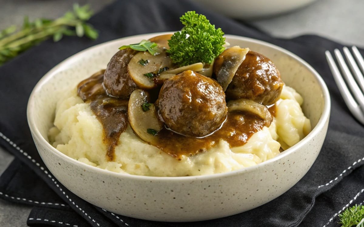 Easy Slow Cooker Salisbury Steak Meatballs
