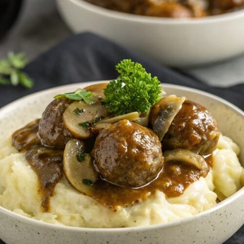 Easy Slow Cooker Salisbury Steak Meatballs