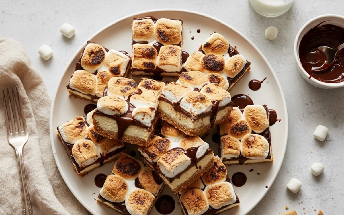 S’mores Cheesecake Bars Chocolaty