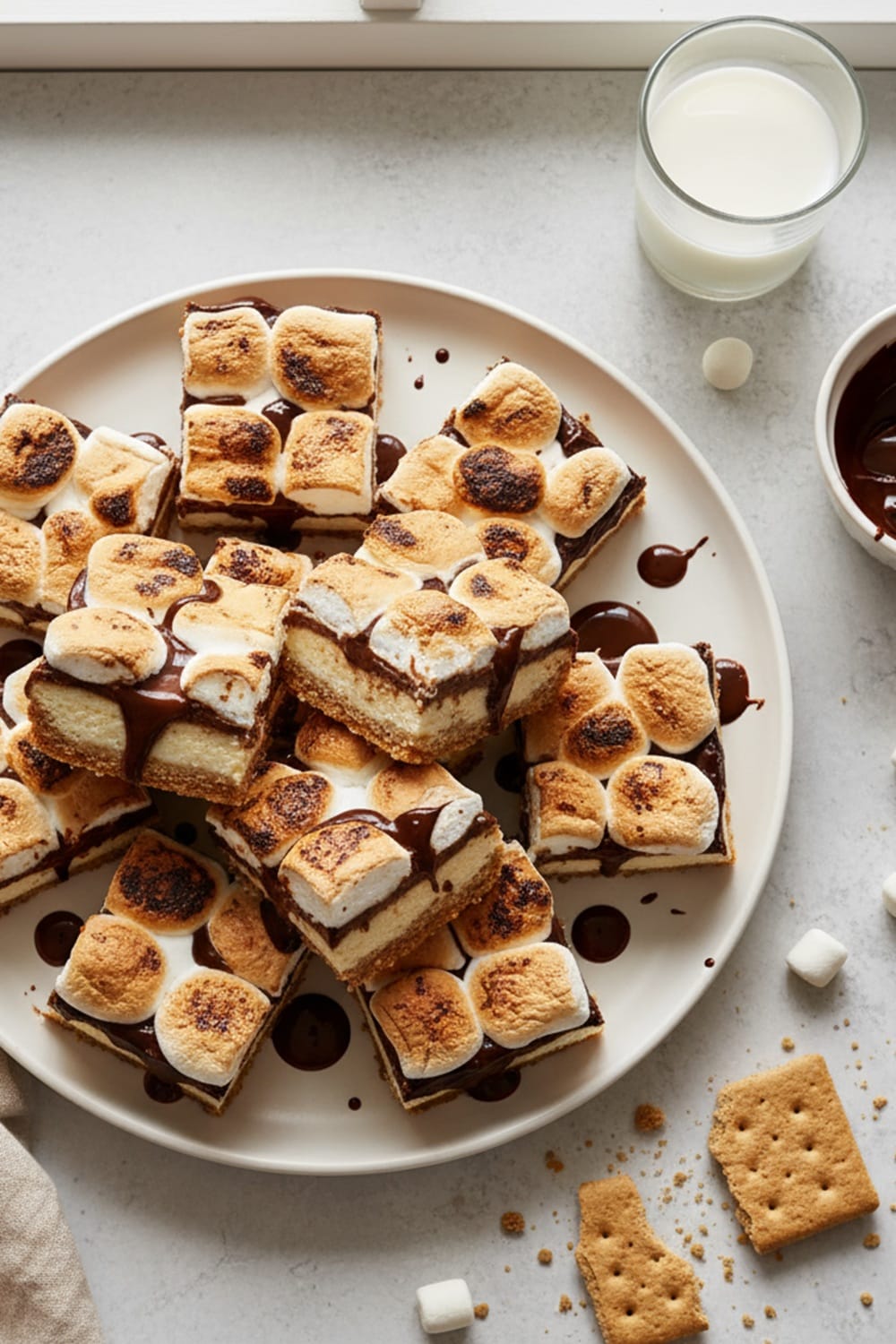 S’mores Cheesecake Bars Chocolaty