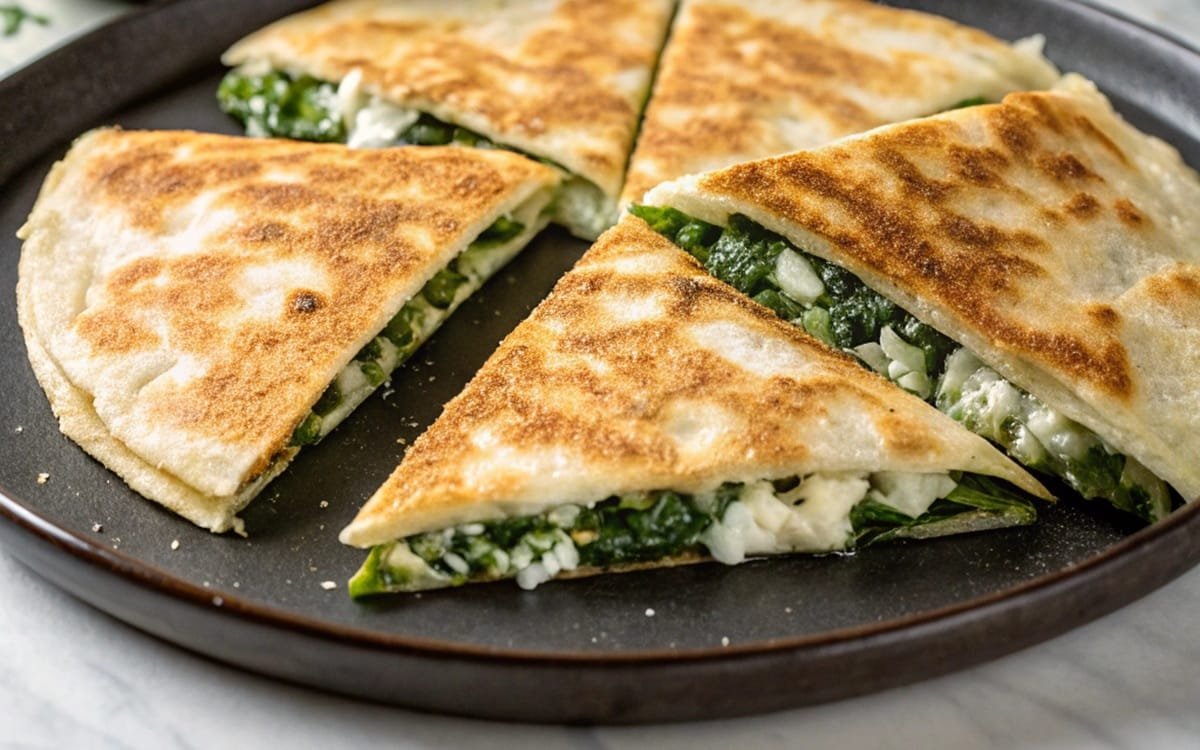 Crispy & Cheesy Spinach and Feta Quesadillas