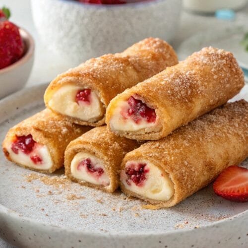 Strawberry Cheesecake Stuffed Eggrolls Yummy!