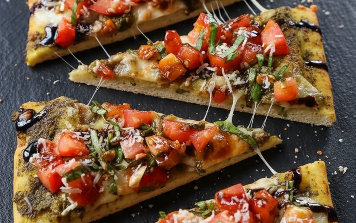 The Best Bruschetta Flatbread Pizza Easy & Delicious