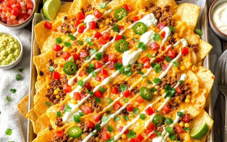 Cheesy & Crunchy Loaded Nachos Goodness of Ground Beef & Cheese