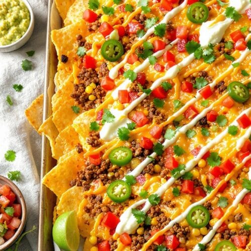Cheesy & Crunchy Loaded Nachos Goodness of Ground Beef & Cheese