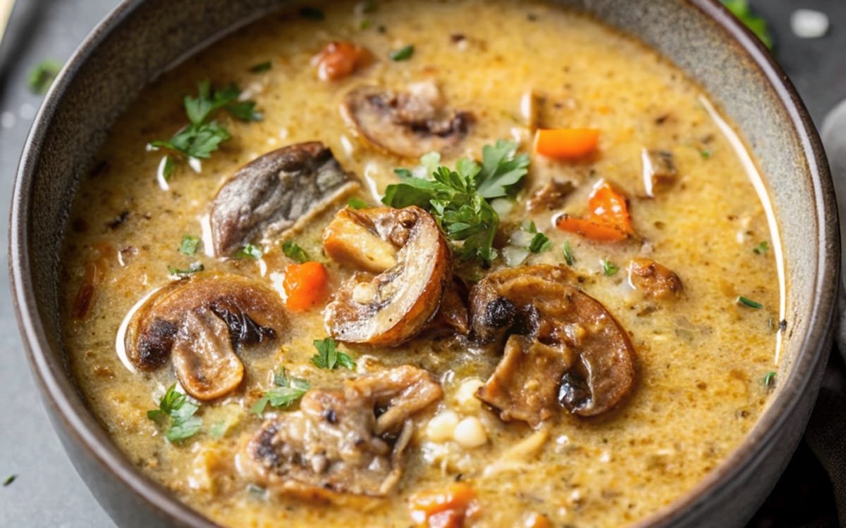 One-Pot Wild Rice & Mushroom Soup