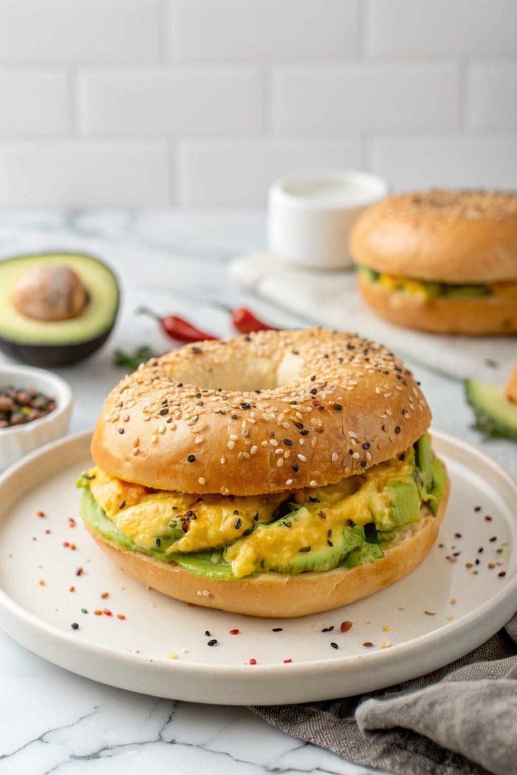 breakfast-avocado-bagel-melts-easy-quick-recipe-mileyshome